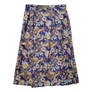 Vintage Koret 30" Skirt Size 16 Blue Paisley Pleated Bohemian‎ Boho Gypsy Folk